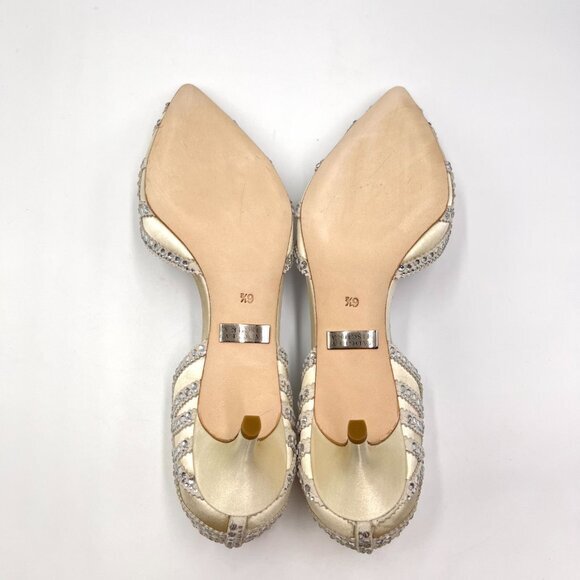 Badgley Mischka Womens Size 6.5 Ivory White Jeweled Kitten‎ Heels Pumps Shoes - Picture 9 of 14